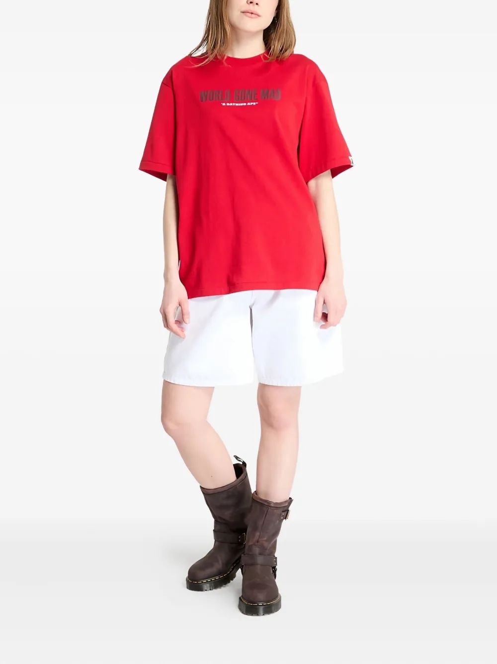A BATHING APE® slogan graphic tee